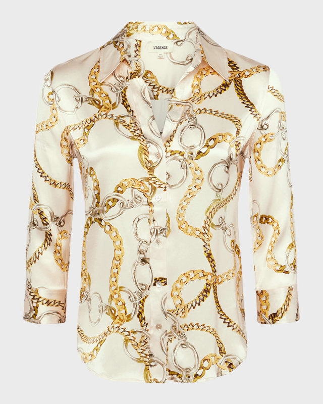 Dani Multi Chain Printed Silk Blouse